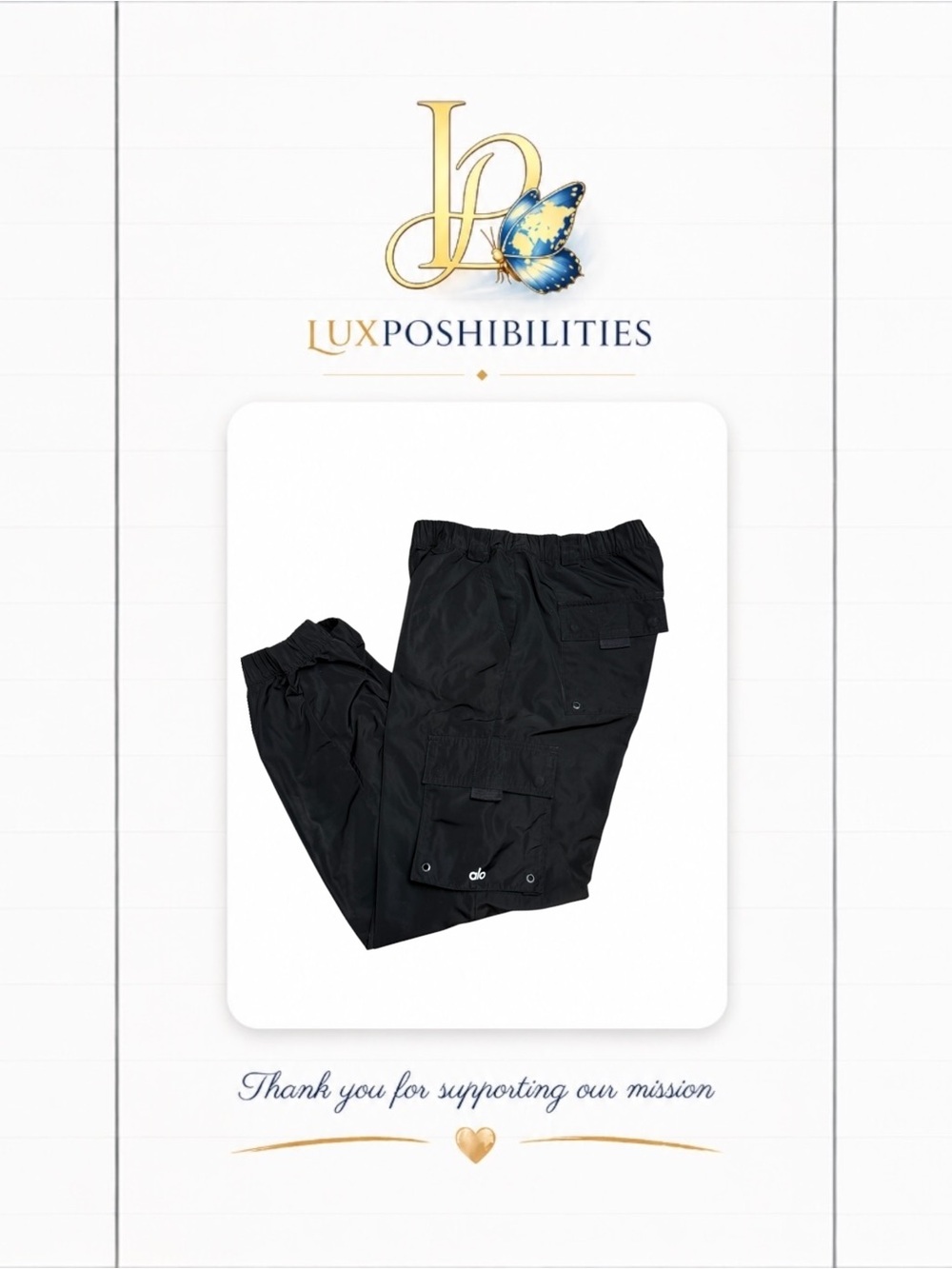 Alo Yoga [sm] Black Cargo Jogger Pants Nylon
